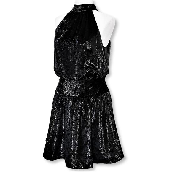 NWT RAMY BROOK Ellin Shimmer Velvet Halter Party Cocktail Mini Dress - Picture 3 of 9